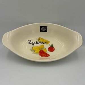 New Effete Home "Rigatoni" Oblong Pasta Serving Bowl